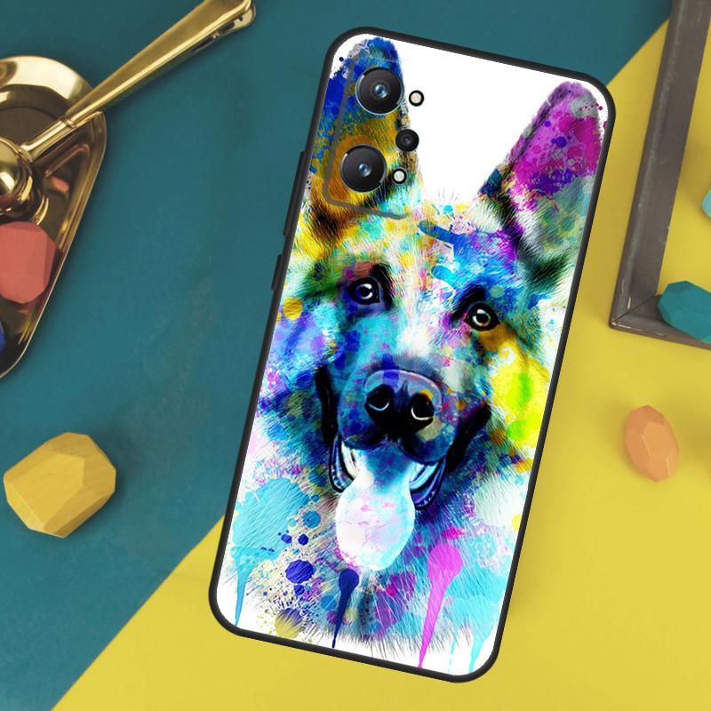 Cartoon German Shepherd Dog Case For Realme C53 C55 C67 C61 C75 C51 C21Y C25S GT 6 6T 5 GT7 Pro 10 11 12 13 14 Pro Plus