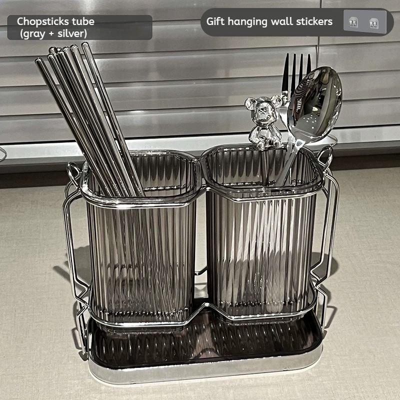 Настенный органайзер для кухонных столовых приборов, светильник, роскошный держатель для палочек для еды, держатель для ложки, сушилка для посуды из нержавеющей стали