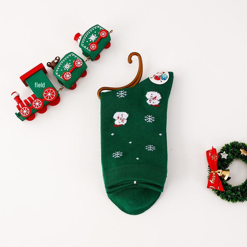 Женские хлопковые носки до середины икры с рождественским дизайном, устойчивые к запаху - мультяшные полоски для осени и зимы