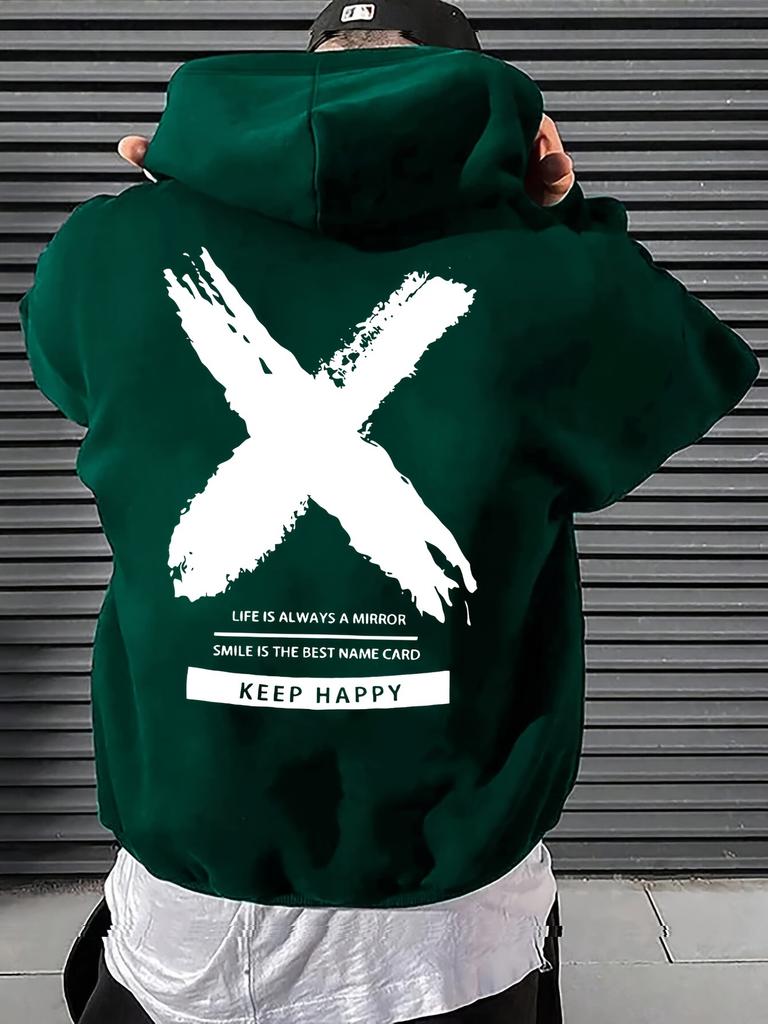 Мужская модная толстовка с капюшоном на шнурке с принтом в виде буквенного узора, мужская повседневная свободная толстовка для осени и зимы