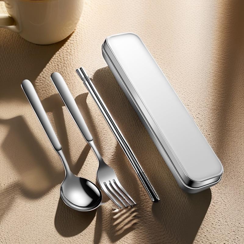Stainless Steel Chopstick and Spoon Set, Tableware Box, Storage Box, Single-person Portable Outdoor Convenient and Practical