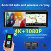 4K 10.26-Inch Front and Rear Double Recording 1080P Streaming Media Mobile Phone Screen Projection CarPlay Recorder with Aux