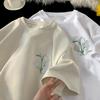 Футболка унисекс с круглым вырезом и коротким рукавом, с художественными цветочными узорами, свободный летний повседневный свитер, топы
