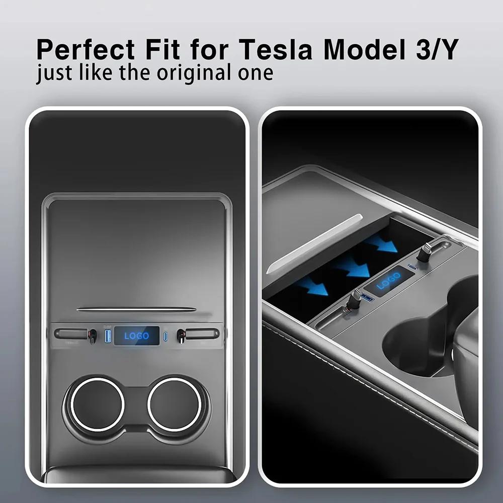 4-в-1 Автомобильное USB-зарядное устройство с несколькими портами для Tesla Model 3 2025-2025 Y 2025-2025, TypeC USB Многофункциональное для аксессуаров Tesla