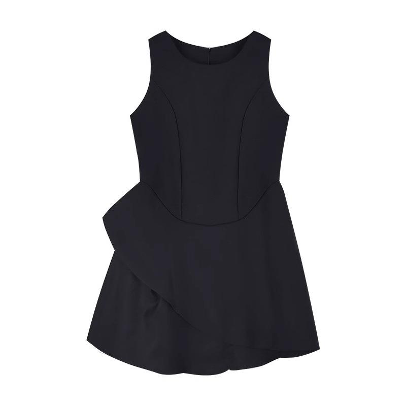 Temperament Sleeveless Waist Skinny A-word Vest Dress Children's Spring and Summer New High-end Small Black Dress
