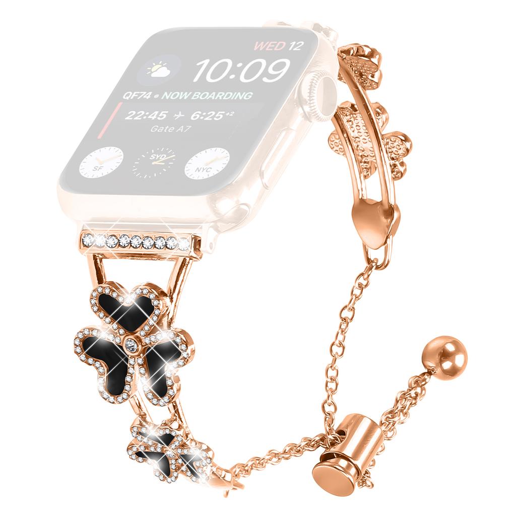 Metal Band Heart Clover Decor For Apple Watch Series 10 9 8 7 SE 6 5 4 3 2 1 42mm 41mm 40mm 38mm Watch Bracelet