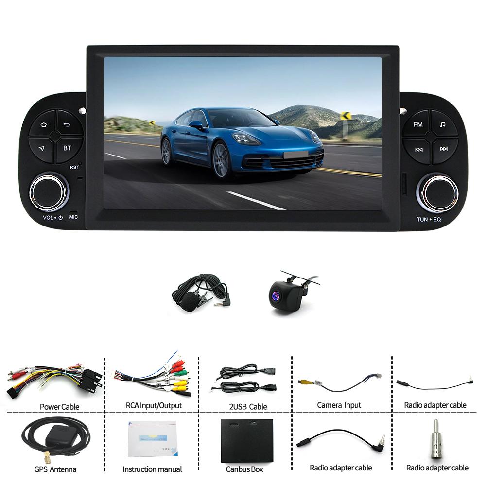 Android 13 Car Navigation 7-inch Built-in Carplay + Android Auto / 2 + 32G + AHD Camera + Microphone Applies To 13-20 Fiat Panda