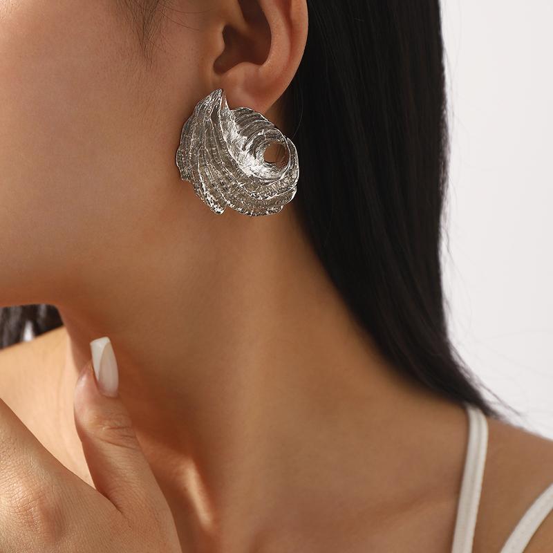 Vintage Copper Color Spiral Shaped Irregular Geometric Stud Earrings for Women Creative Metal Wrapped Earring Zircon Gift 2025