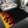 Black Carpet with Red Flames and Yellow Border Design for Home Decor Suitable for use as an anti-slip for living room bedroom sofas