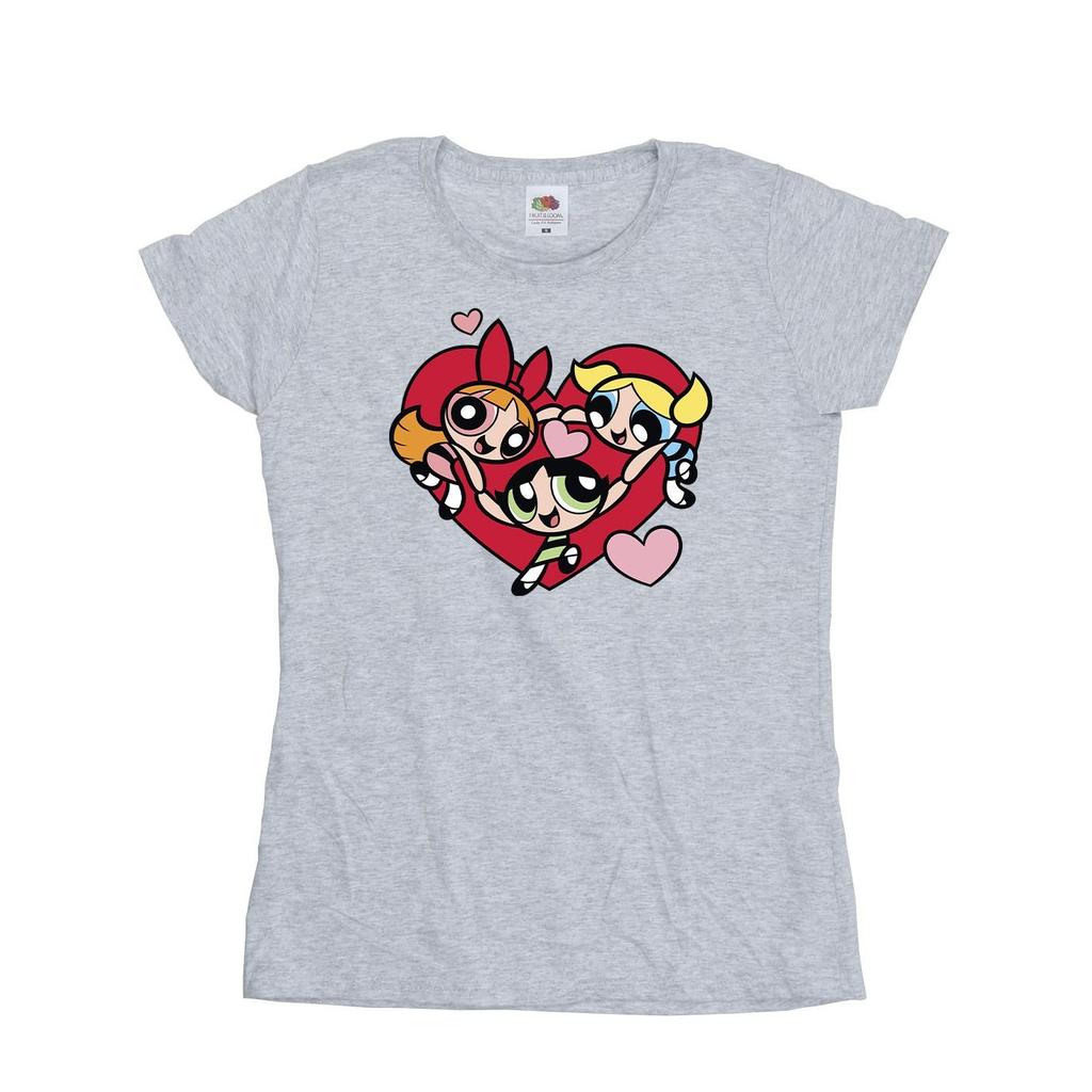 The Powerpuff Girls Womens/Ladies Holding Hands Heart T-Shirt