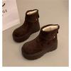 Women's Platform Snow Boots Fleece Lined Ankle Boots Zipper Short Booties