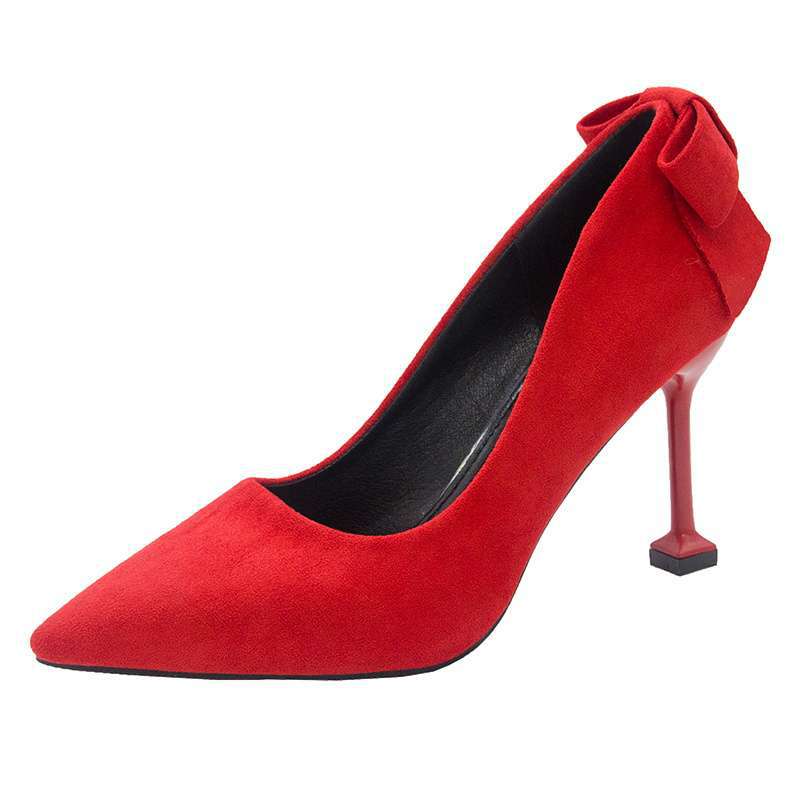 Красные замшевые свадебные туфли женские каблук бант высокие каблуки сказочный стиль с Xiuhe свадебные туфли зеленые туфли