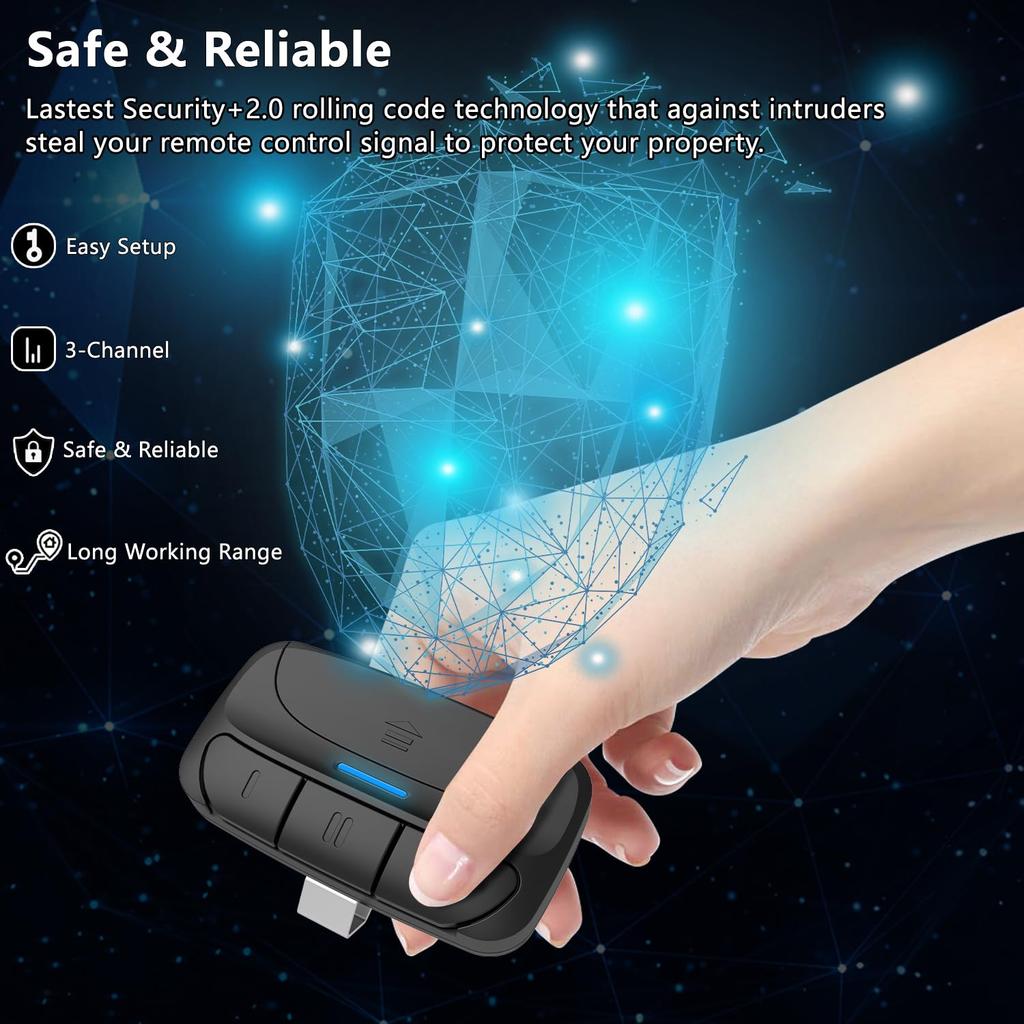 Multifunctional Garage Door Remote Control—Universal remote control compatible with LiftMaster  Chamberlain  and Craftsman garage door openers  featu