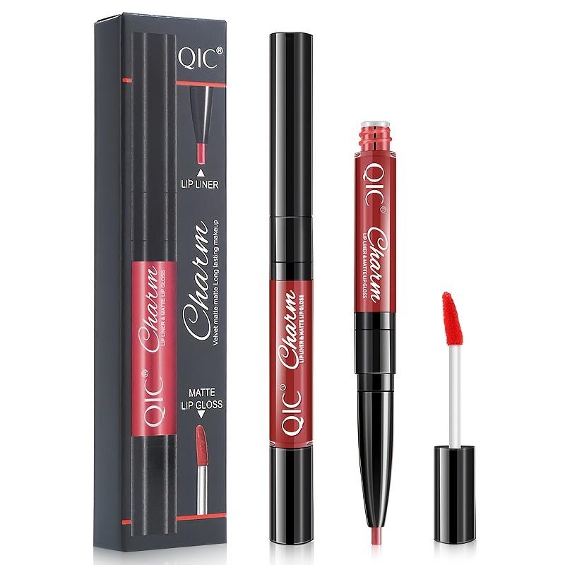 Двусторонняя глазурь для губ Карандаш для губ Губная помада-ручка Матовая чашка с антипригарным покрытием Двусторонний карандаш для губ Макияж «два в одном»