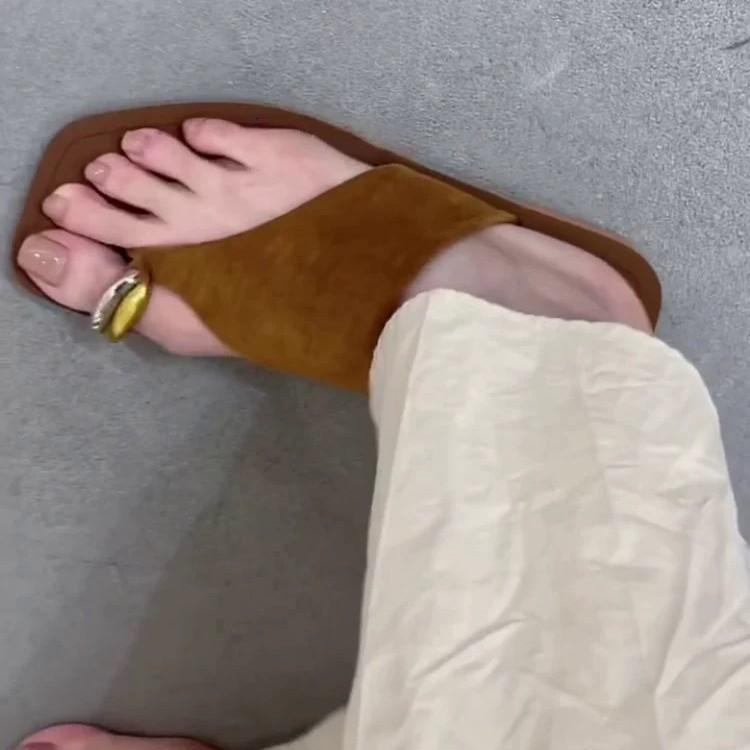 Версия из овчины~ Ретро замшевые металлические носки шлепанцы женская модная повседневная обувь на плоской подошве