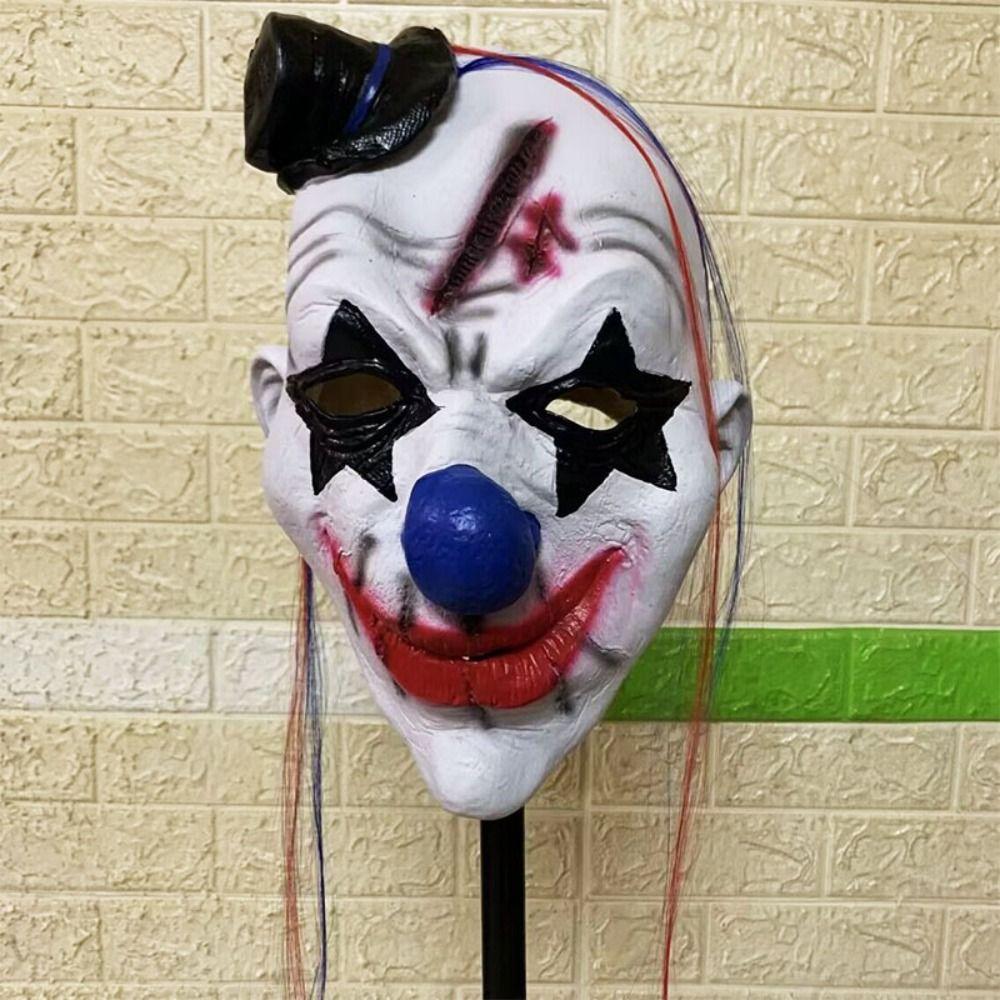 Dress Up Halloween Full Face Mask Latex Joker Mask Halloween Clown Facemask Party Stage Prop