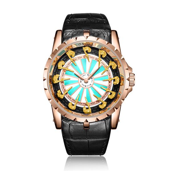 Unique Quartz Watch Men Luxury Rose Gold Skin Cool Gift Mens Casual Fashion Waterproof Watch