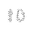 Silver Bezel Bead Curved Huggie Hoop Earrings 925 Silver E066-08H