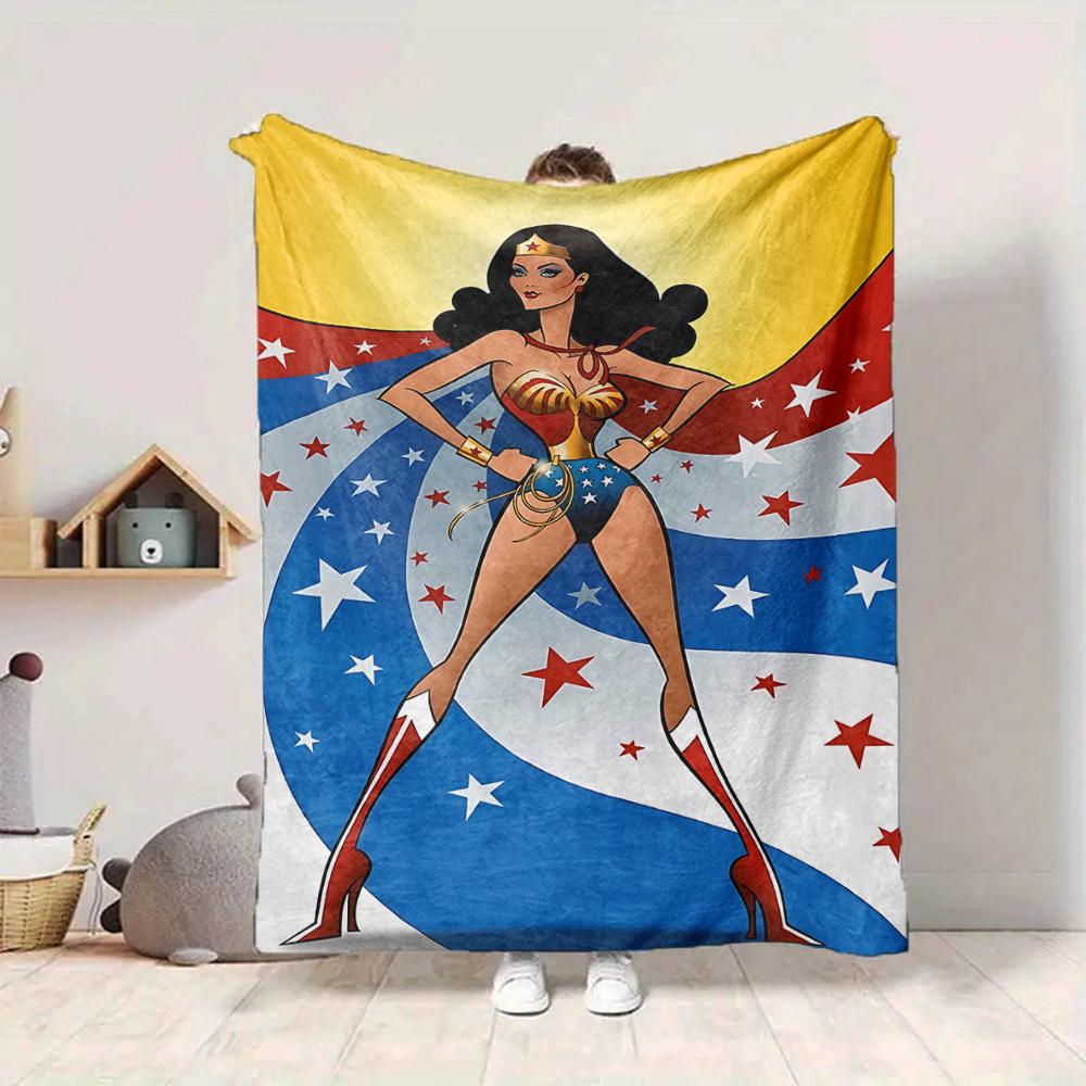 1 шт. Фланелевое одеяло Wonder Woman Мягкое, теплое и уютное для дивана, кровати, офиса и путешествий Универсальное всесезонное Подарок, Рождественский подарок