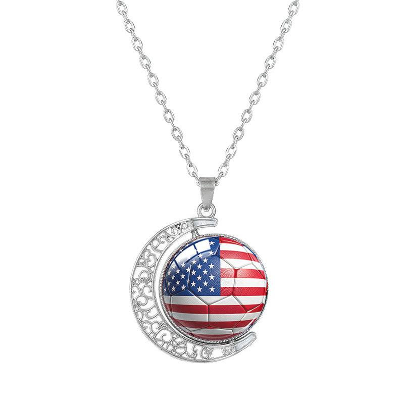 1Pc 2026 World Cup 48 Countries Flag Rotating Moon Necklace, Football Fan Support Pendant