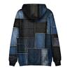 Men'S Loose Ethnic Style Imitation Denim Patchwork 3d Printed Hooded Sweatshirt Casual Fashion Sports Sweatshirt