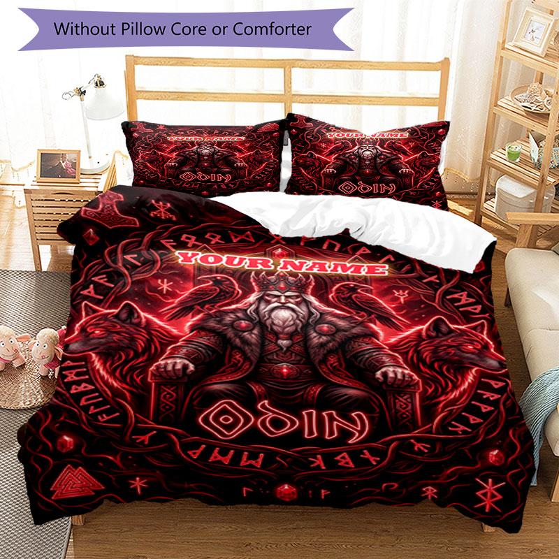 3PC Custom Name Odin Poster Bedding Set Duvet Cover Closure Includes 1 Duvet Cover & 2 Pillowcases for Bedroom