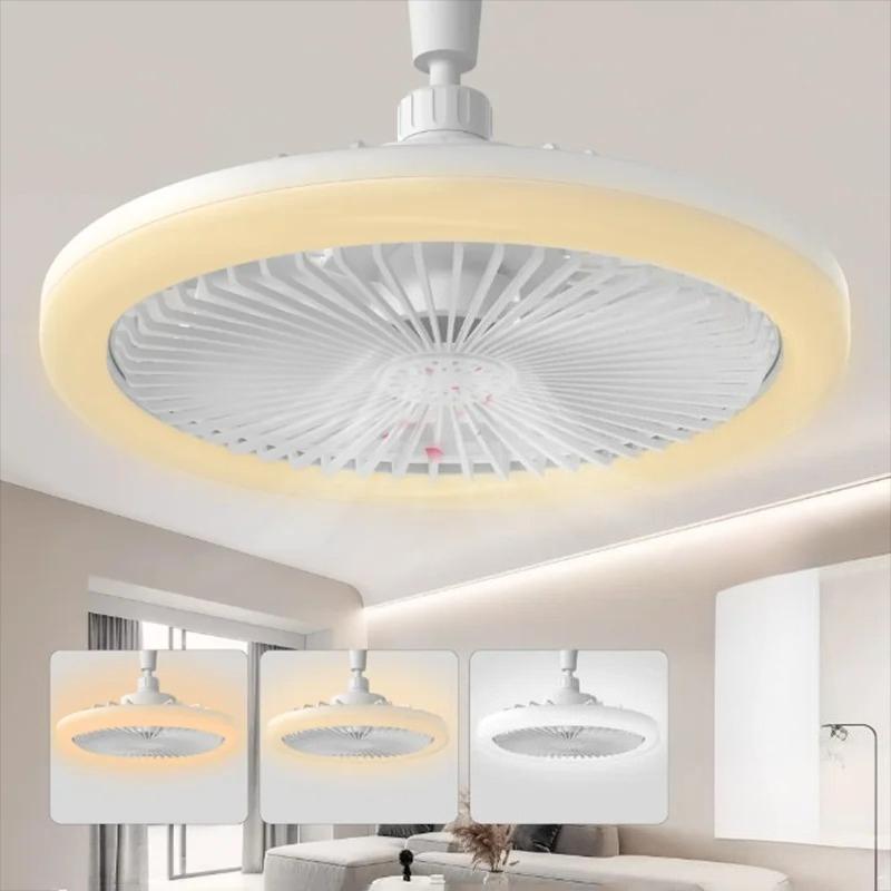 Современный маленький потолочный вентилятор со светом E27 LED Регулируемая умная лампа-вентилятор с дистанционным управлением для спальни, кабинета, кухни, домашнего декора, освещения
