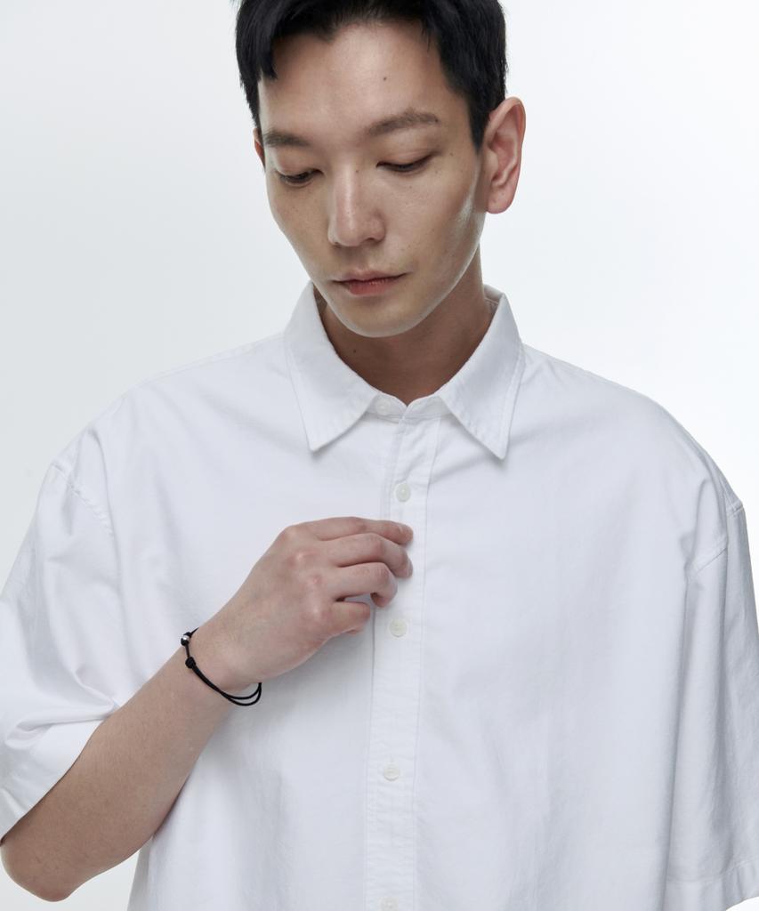 MUSINSA STANDARD Oversized Oxford Short Sleeve Shirt [White]