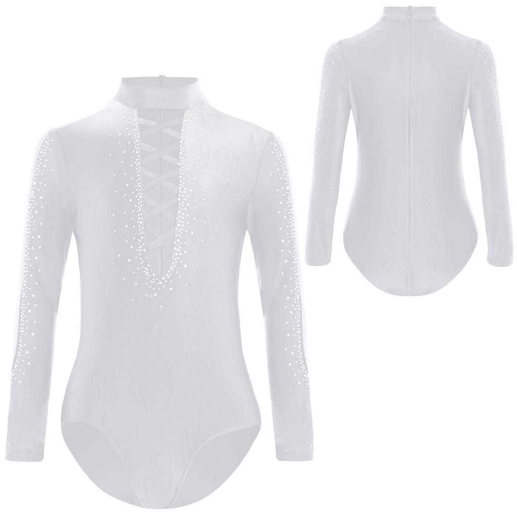 Комбинезон для латинских танцев с глубоким V-образным вырезом и длинным рукавом для фигурного катания, бальных танцев, танго, румбы, ча-ча-ча, танцевальная одежда