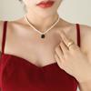 Non-Fading Retro Fashionable Niche Design Freshwater Pearl Necklace Square Crystal Stone Pendant New Jewelry