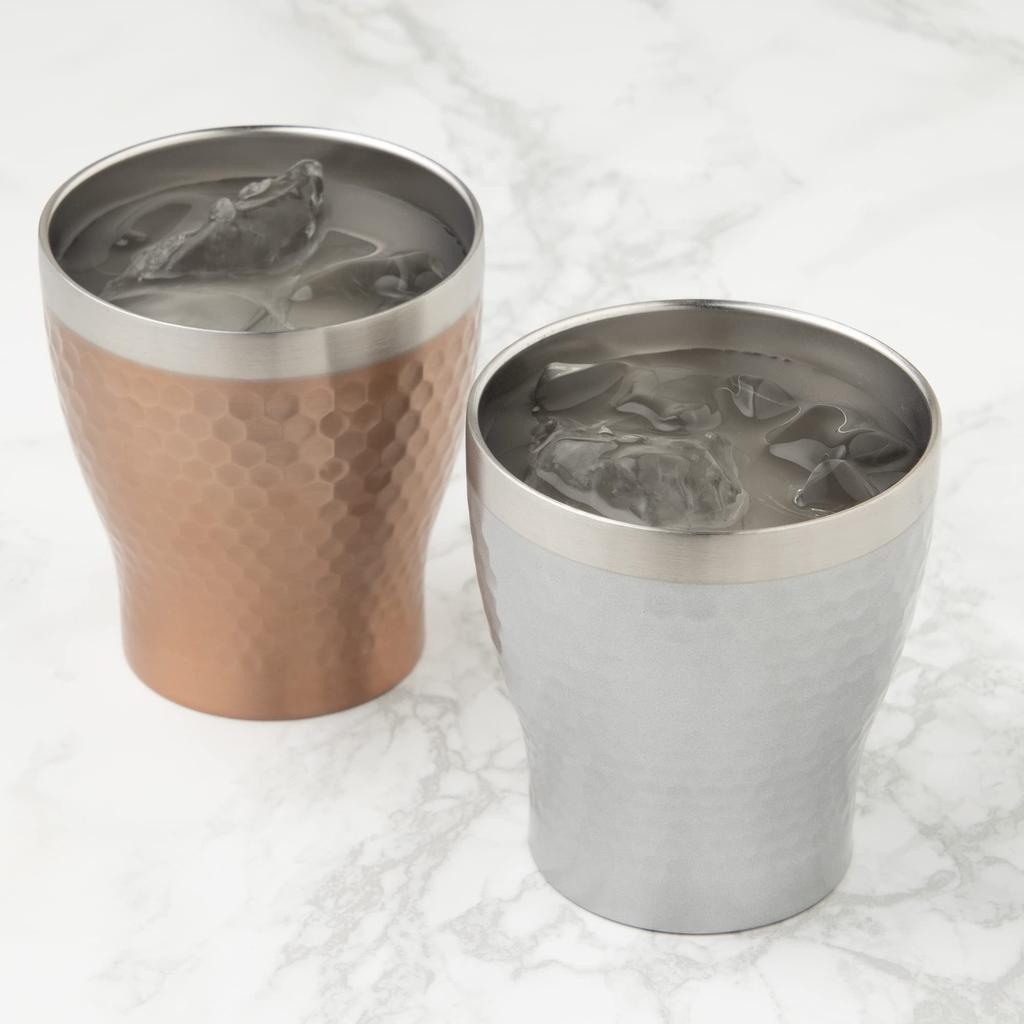 Maebata Luxe Pair of Rock Silver 29828 Cups, & Bronze, 290ml,