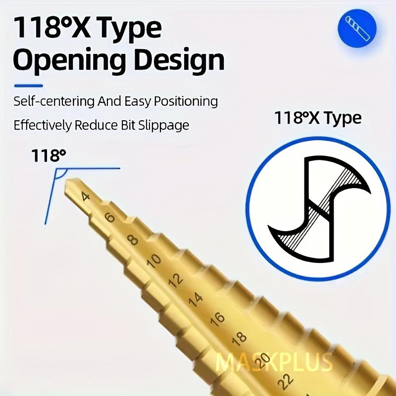 Step Drill Bit, 4-32Mm Coated High-Speed Steel Hole Cutter, Versatile Hex Shank for Metal, Wood, Plastic, And Professional Drilling Equipment