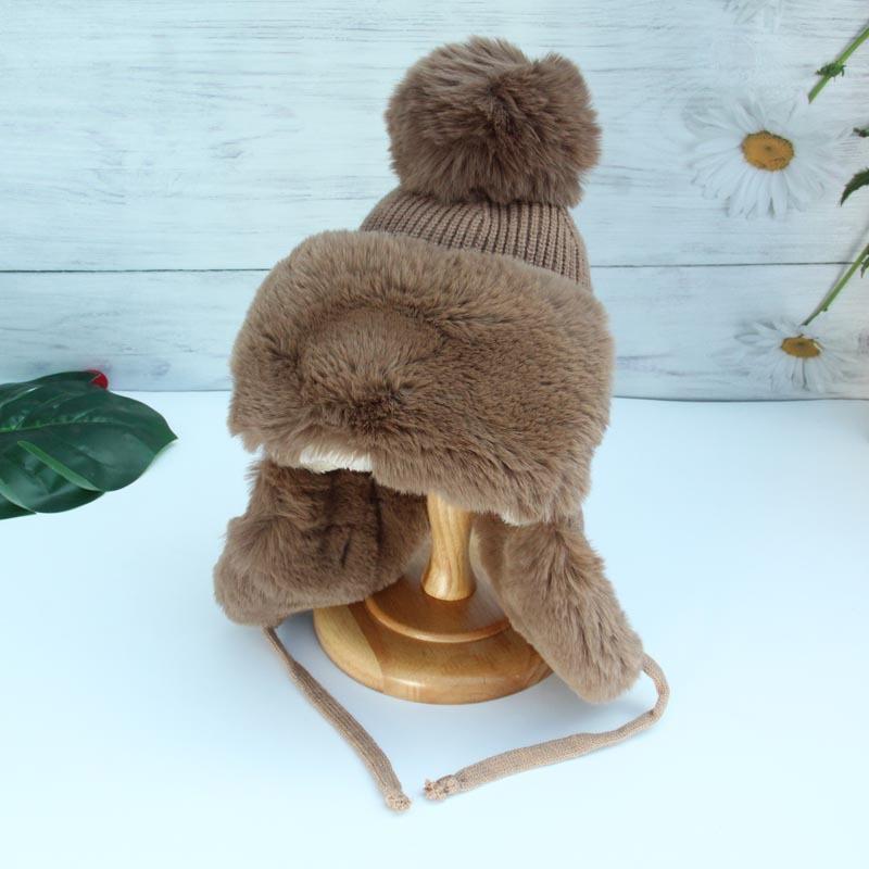 Freesh Hat Same Hat Женская шерстяная вязаная шапка плюс бархатная термобелье Lei Feng Кепка Корейский меховой шарик Наушники Шапка