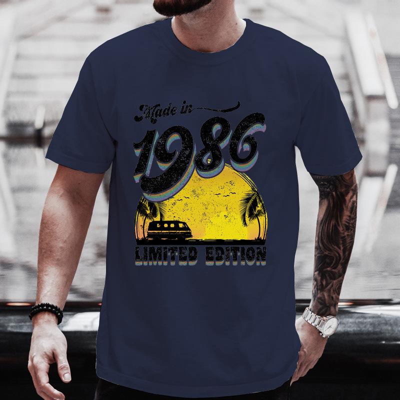 Unisexs Crew Neck T Shirt Made In 1986 Cassette Tape Graphic Tee Retro Vintage Birthday Casual Short Sleeve Top For Music Gift Wear