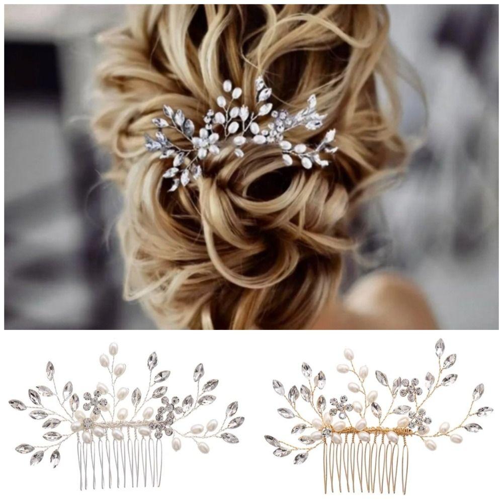 Exquisite Bridal Headdress Sparkling Faux Pearl Hairclip Daily Use Rhinestone Hairpin Wedding