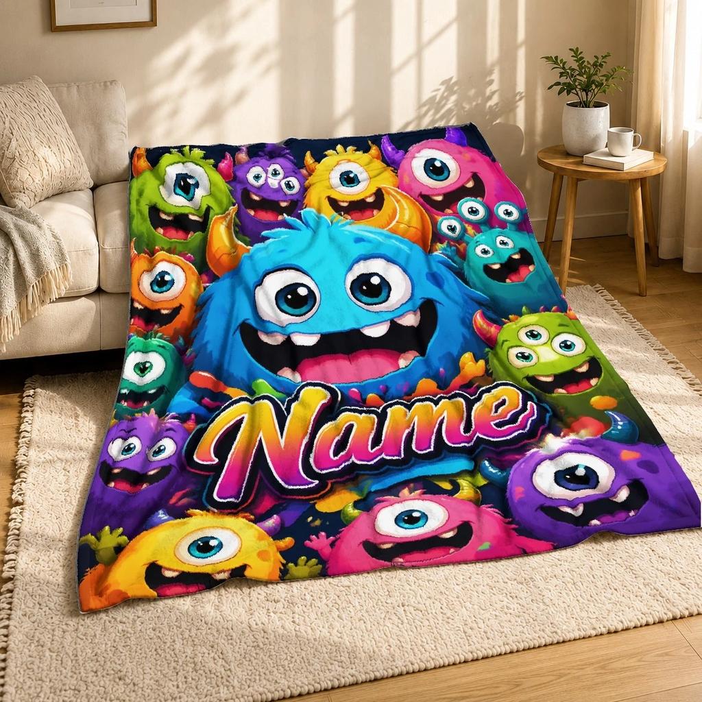 Monster Face Collage Coral Fleece Blanket