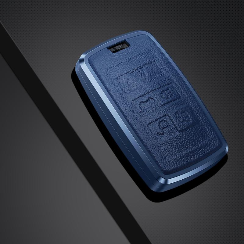 Aluminum Alloy Leather Car Key Case Cover for Land Rover Defender Discovery Sport Range Rover Sport Velar Evoque Jaguar XE XF