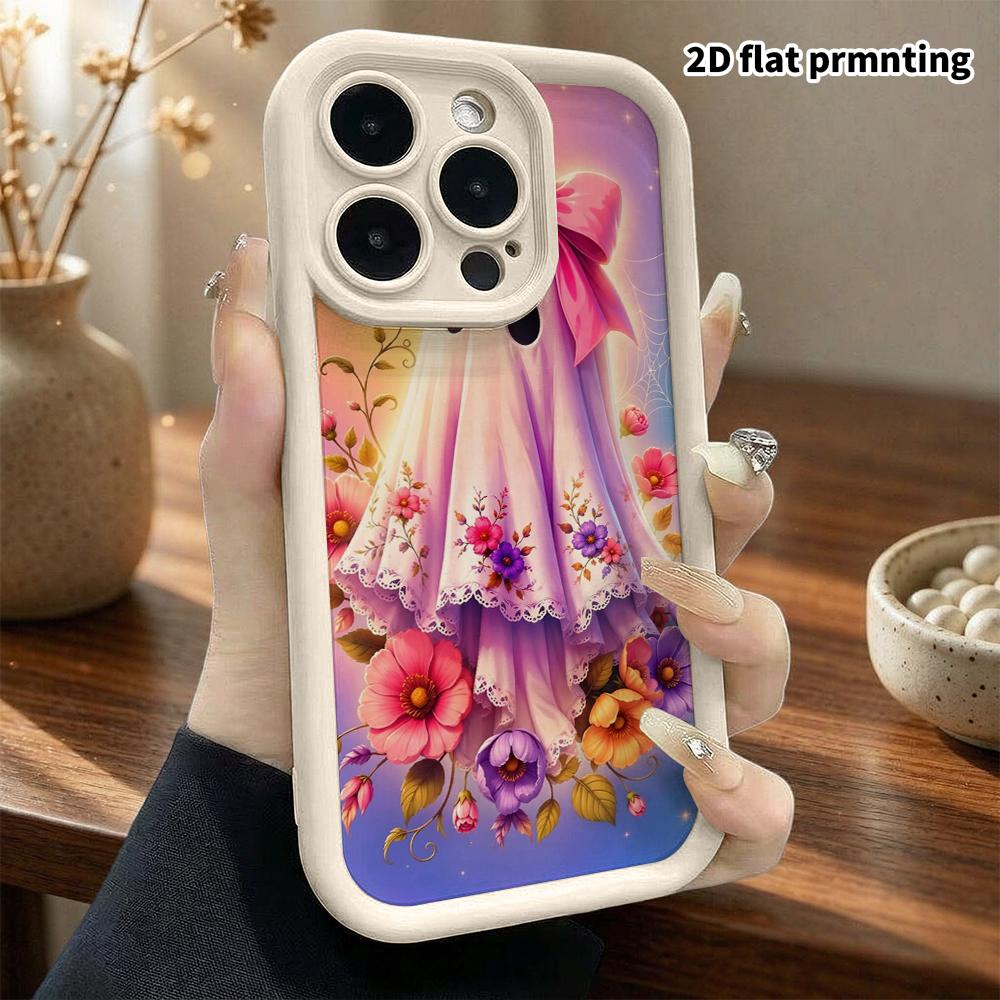 Phone case: 2D flat, suitable for iPhone 18, 17, 16, 15, 14, 13 Pro protective case, floral lace, perfect Christmas and Halloween holiday gift