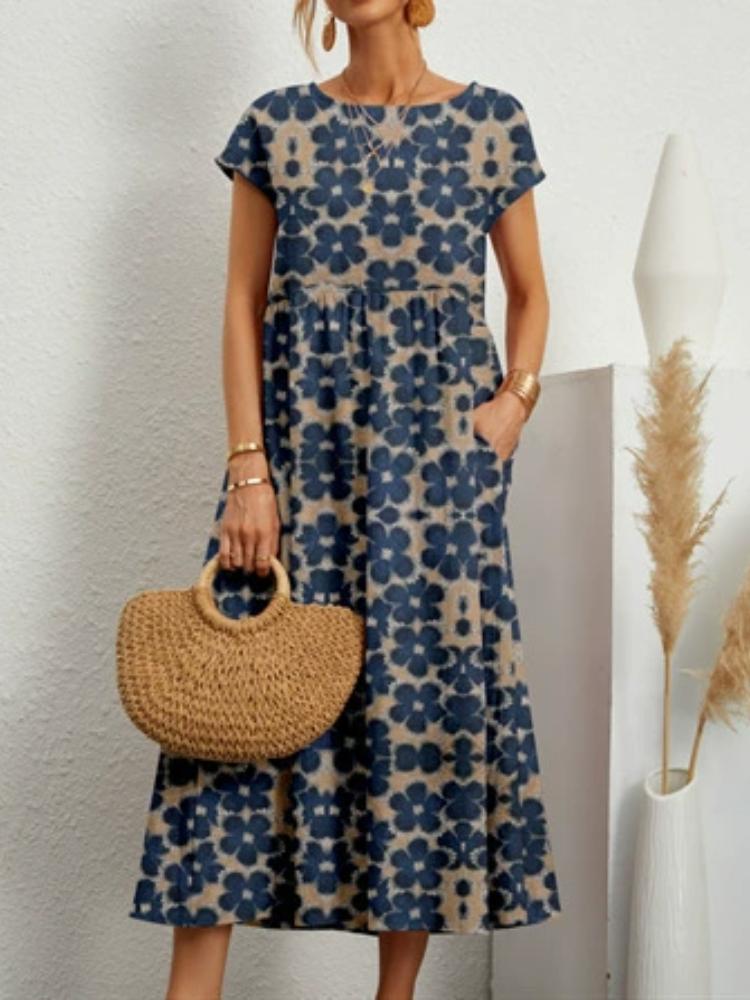 Новое модное женское свободное хлопковое и льняное безрукавное платье с круглым вырезом и принтом на лето