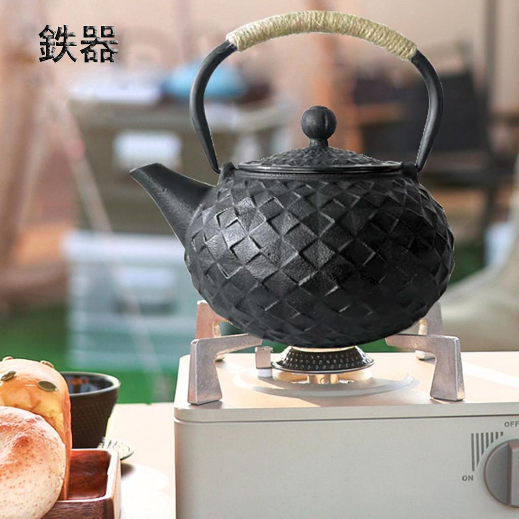 HwaGui Чугунный чайник Намбу, Чайник, Стильный, Совместимый с IH, Источник железа, Чугунный чайник, Чайник с венчиком для рассыпного чая, 1000мл (ромб)