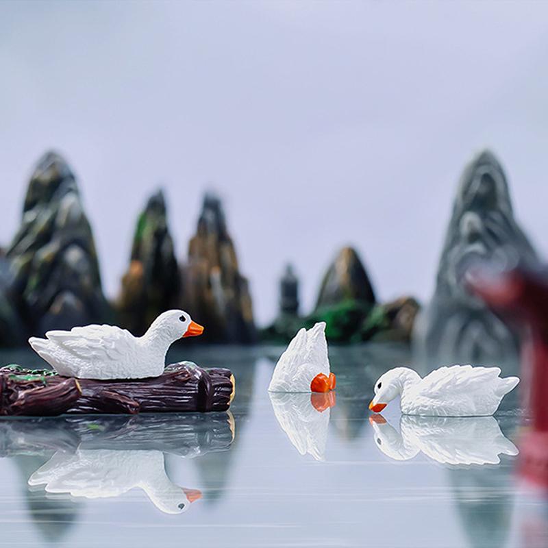 Миниатюрная фигурка, имитация скалы, микроландшафтные украшения, павильон, мостик, гусь