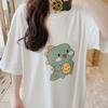 Summer Korean version of fat sister dress women's long knee long dress loose belly fat large size short-sleeved T-shirt skirt
