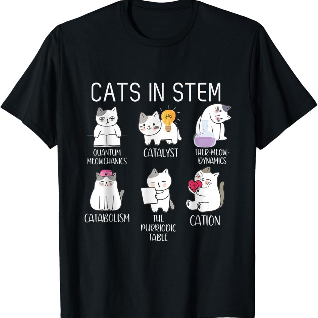 Смешная Научная Мем Коты В Stem Ученый Гик Любитель Кошек Футболка(1)