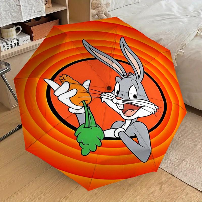 1pc Bugs Bunny carrot Automatic Open/Close Umbrella Compact Folding Umbrella with 8-Rib Shaft lightweight esign, for Women/Men1148A