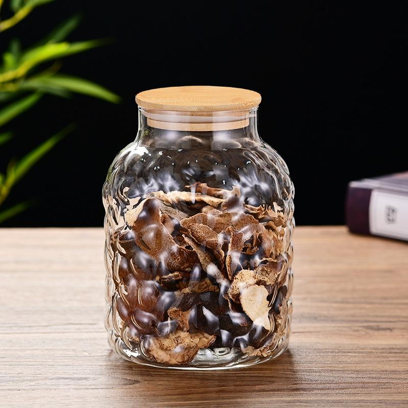 Контейнер для хранения кожуры мандарина Бытовой прозрачный стеклянный круглый бак большого диаметра Контейнер для хранения зерна утолщенный