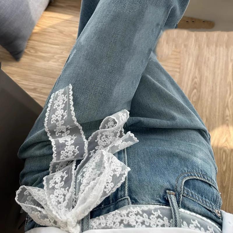 Unique Y2K Long Lace Waistband Floral Bow Lace Waist Belt Tie Up Thin Dress Jeans Belt Summer Accessories
