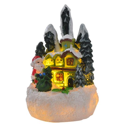 Светодиодный рождественский пряничный домик, украшение из смолы, зимняя статуэтка деревенского домика, миниатюрная светящаяся фигурка для домашнего декора стола