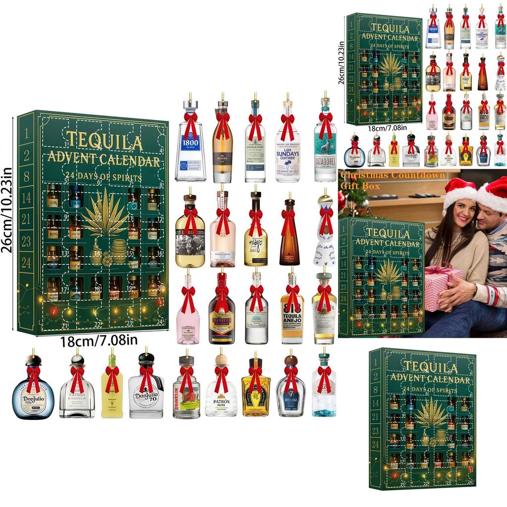Бутылка текилы Рождественский адвент-календарь с акриловыми плоскими украшениями для обмена подарками на праздник