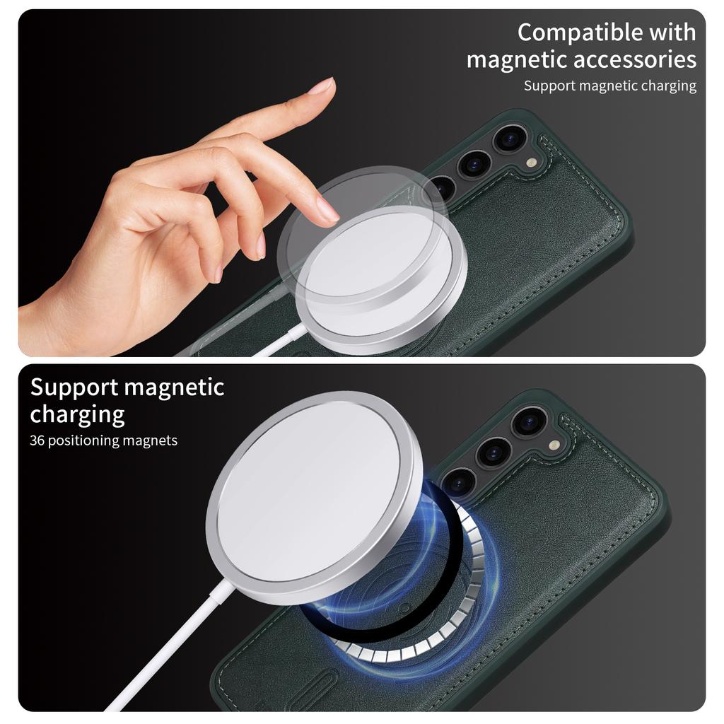 For Samsung Galaxy S23+ Magnetic Case BETOPNICE Leather Phone Cover Kickstand with Detachable Card Bag