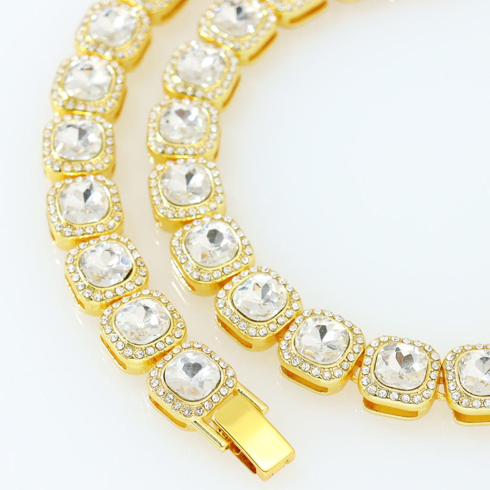 13mm Rock Candy Full Diamond Clavicle Necklace - Men's Geometric Punk Hip-hop Accessory